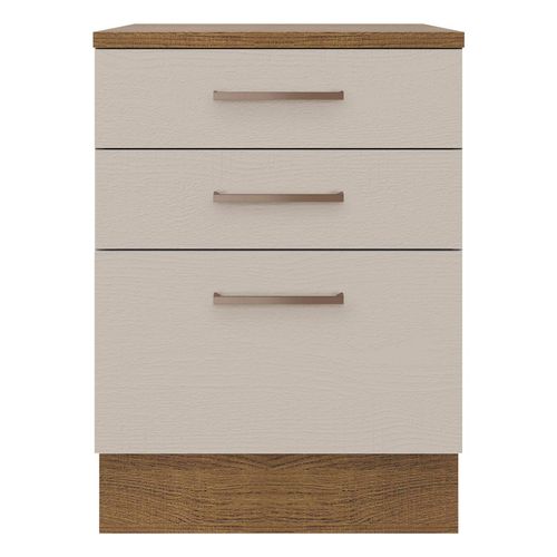 Gabinete bajo Madesa 60cm 3 cajones marron crema agata