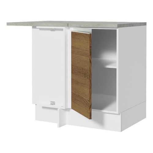 Gabinete bajo de esquina Madesa 1 Puerta blanco marron glamy