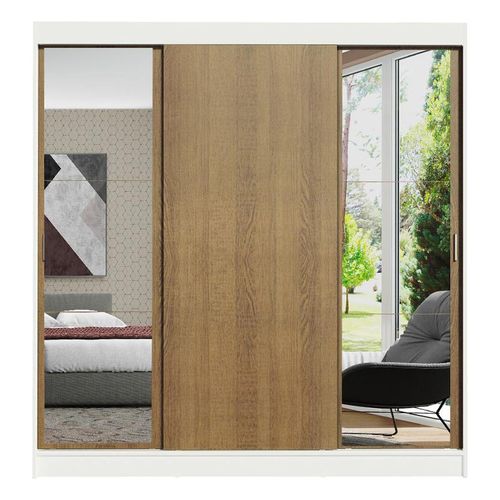 Clóset Madesa 3 puertas corredizas 2 con espejo blanco marron reno