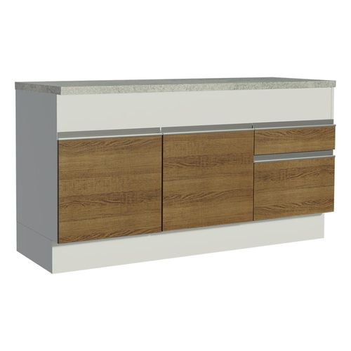 Gabinete Madesa 2 puertas 2 cajones 150cm con encimera blanco marrón glamy