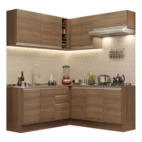 Cocina integral esquinera Madesa 349cm marron glamy 03