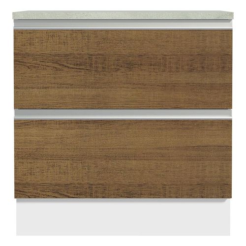 Gabinete bajo Madesa 80cm 2 cajones blanco marron glamy