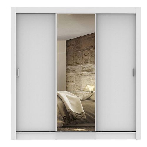 Closet Madesa 3 puertas con 1 espejo 2 cajones blanco lyon