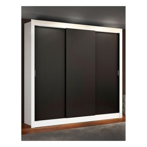 Closet Madesa 3 puertas 2 cajones blanco negro lyon