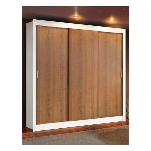 Closet Madesa 3 puertas 4 cajones blanco marron lyon plus