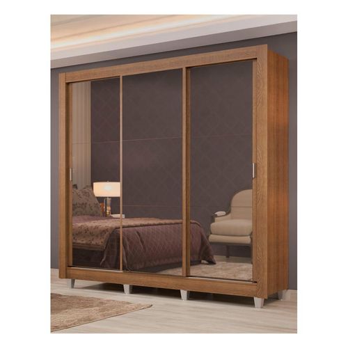 Closet Madesa 3 puertas con 3 espejo 4 cajones con pies marron lyon plus