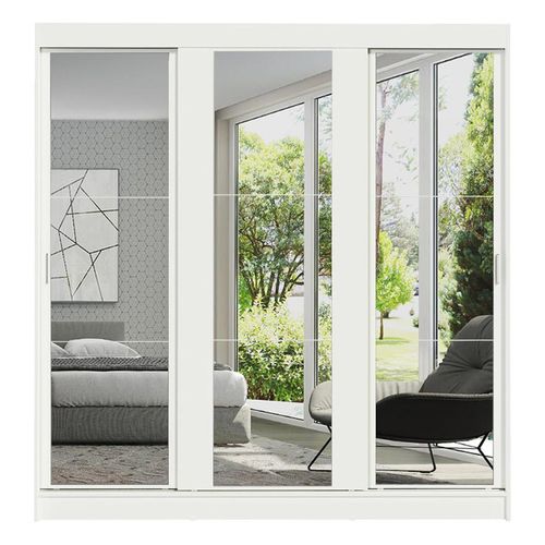 Clóset Madesa 3 puertas corredera con espejo blanco reno