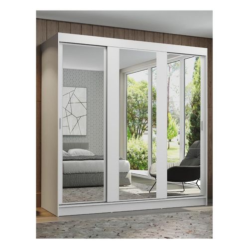 Clóset Madesa 3 puertas corredera con espejo blanco reno