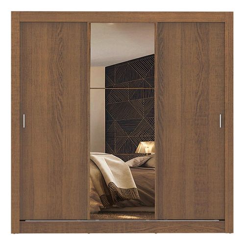 Clóset Madesa 3 puertas corredizas 1 con espejo marron monaco