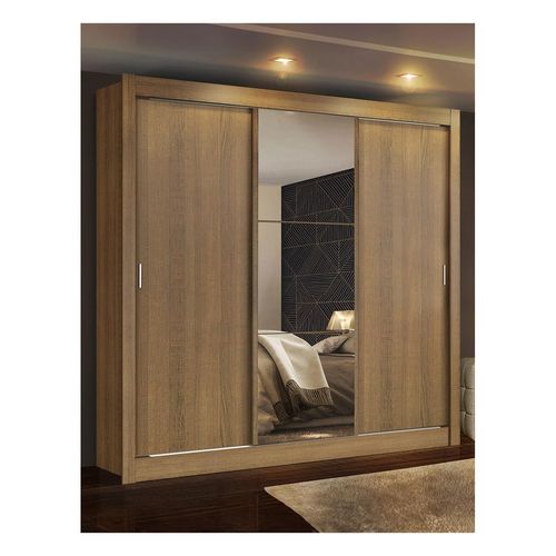 Clóset Madesa 3 puertas corredizas 1 con espejo marron monaco