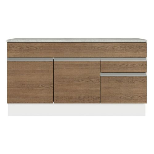 Gabinete para fregadero Madesa 150cm 2 cajones 2 puertas con encimera blanco marron glamy