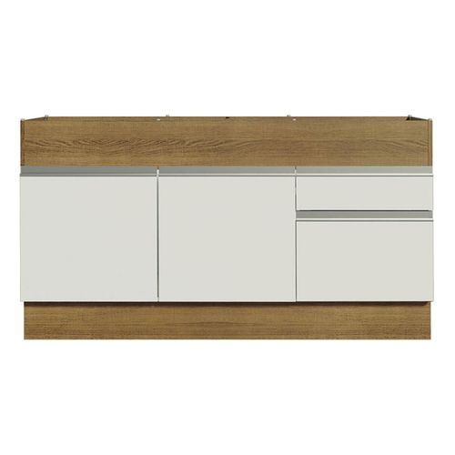 Gabinete para fregadero Madesa 150cm 2 puertas 2 cajones sin tablero ni fregadero marron blanco glamy