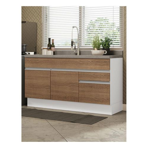 Gabinete Madesa 150cm sin encimera y fregadero blanco marron glamy