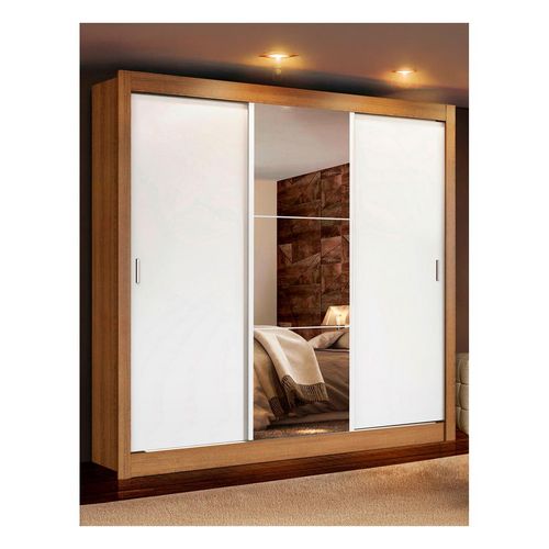 Closet Madesa 3 puertas con 1 espejo 4 cajones marron blanco lyon plus