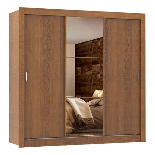 Closet Madesa 3 puertas con 1 espejo 4 cajones marron lyon plus