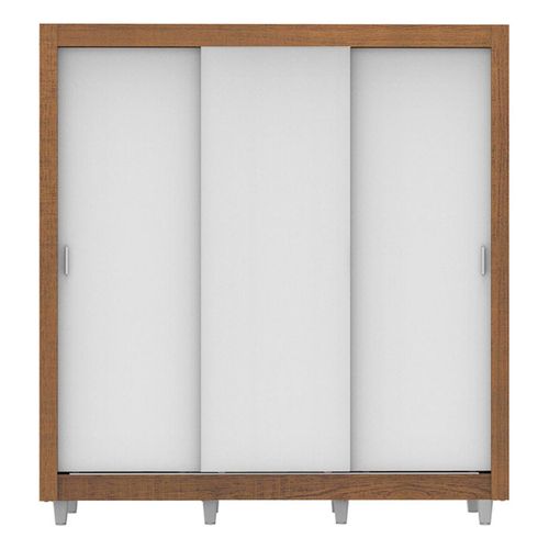 Closet Madesa 3 puertas 4 cajones con pies marron blanco lyon plus