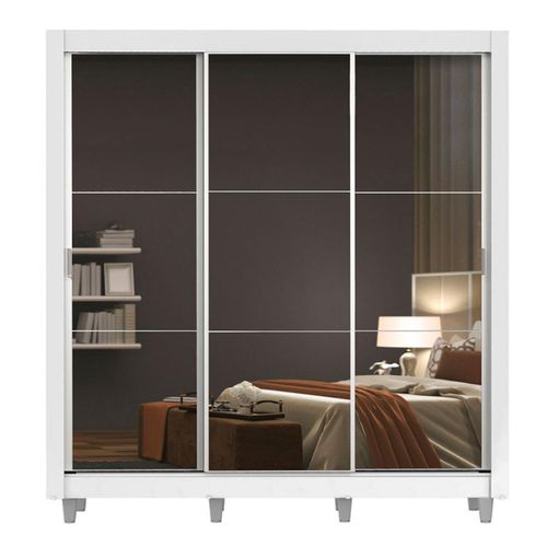 Closet Madesa 3 puertas 3 espejos con pies blanco monaco