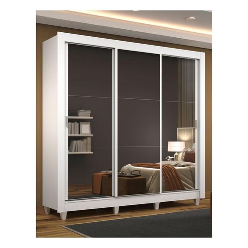 Closet Madesa 3 puertas 3 espejos con pies blanco monaco