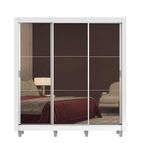 Closet Madesa 3 puertas con 3 espejo 4 cajones con pies blanco lyon plus