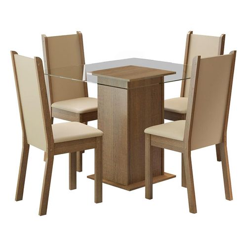 Juego de comedor Madesa con 4 sillas marrón crema beige aline