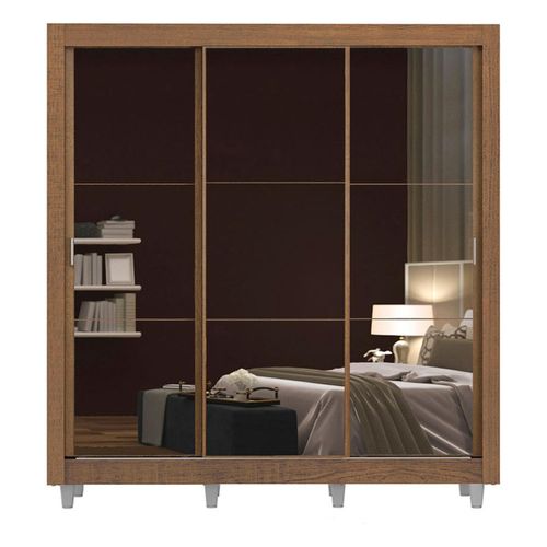 Closet Madesa 3 puertas con 3 espejo con pies marron monaco