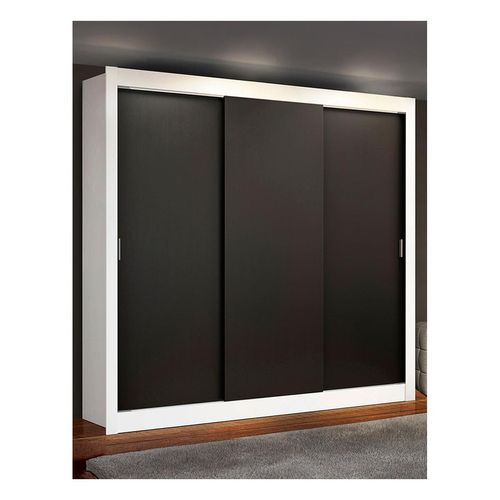 Closet Madesa plus 3 puertas 4 cajones blanco negro lyon