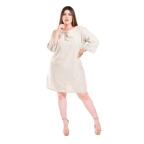 Vestido Roman Fashion beige para dama 4085