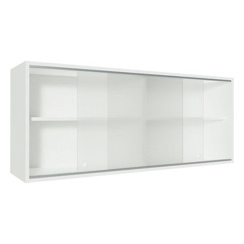 Gabinete superior Madesa 120cm 2 puertas corredizas de vidrio blanco glamy, agata y reims
