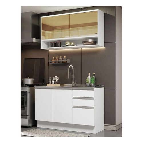 Cocina compacta Madesa 120cm con fregadero blanco glamy 05