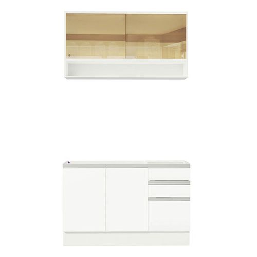 Cocina compacta Madesa 120cm con fregadero blanco glamy 05