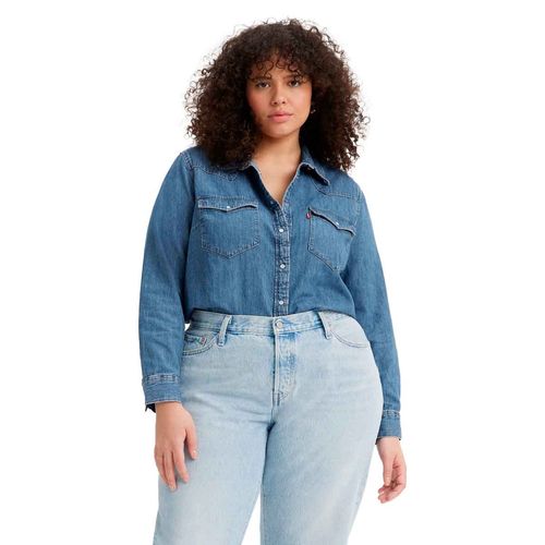 Blusa camisera Levis Plus azul para dama 57784-0006