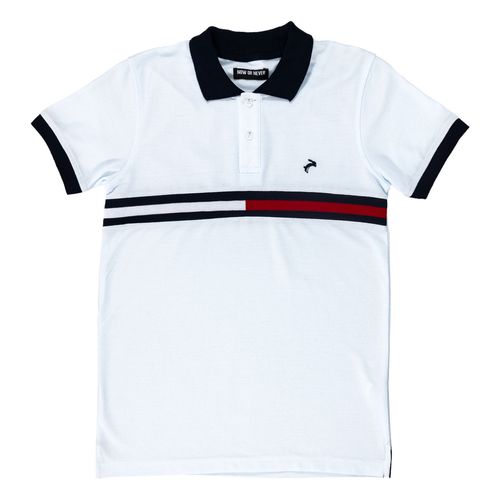 Playera tipo polo Now Or Never blanco para joven NNA-01