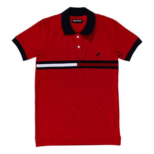 Playera tipo polo Now Or Never rojo para joven NNA-02