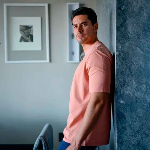 Playera Porto Blanco rosa para caballero TLF-08