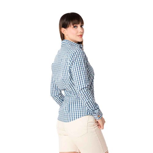 Blusa camisera Porto Blanco azul para dama D-2576