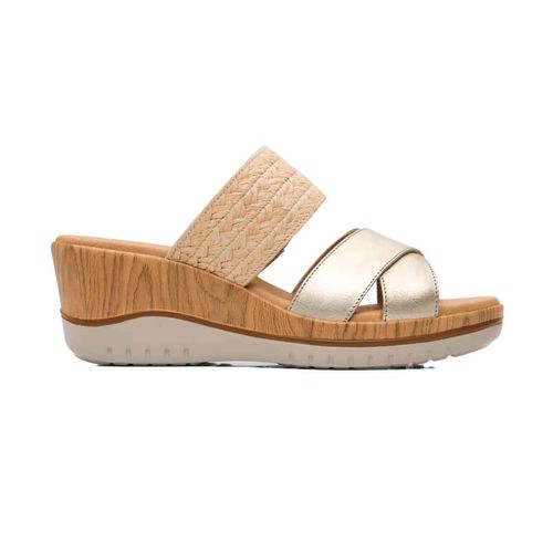 Sandalia casual Flexi dorado para dama 113324
