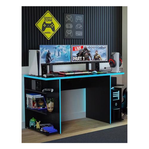 Escritorio gamer Madesa para pc y consola negro azul