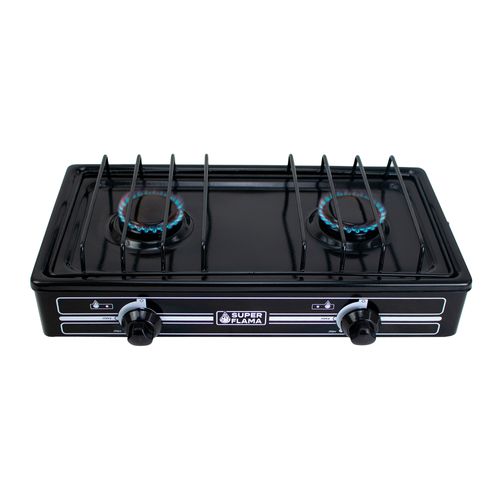 Combo Superflama duo flama black parrilla 2 quemadores y tanque de gas
