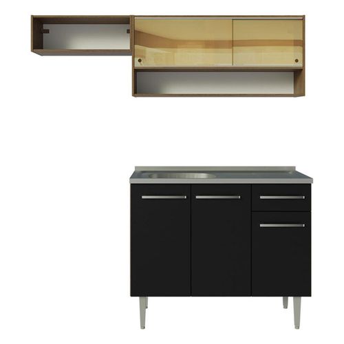 Cocina compacta Madesa 165cm con fregadero marron negro emilly 01