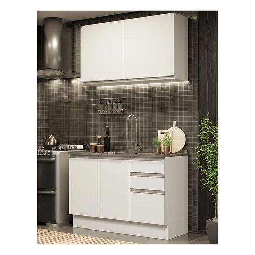 Cocina compacta Madesa 120cm con fregadero blanco glamy 09