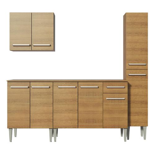 Cocina compacta Madesa 201cm con fregadero marron emilly 01