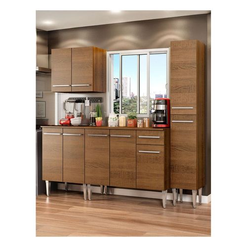 Cocina compacta Madesa 201cm con fregadero marron emilly 01