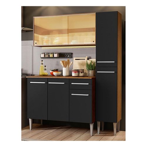 Cocina compacta Madesa 137cm marron negro emilly gold 03