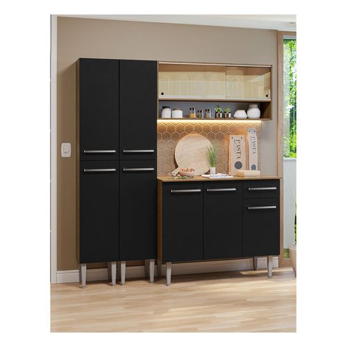 Cocina compacta Madesa 169cm sin fregadero marron negro emilly 13