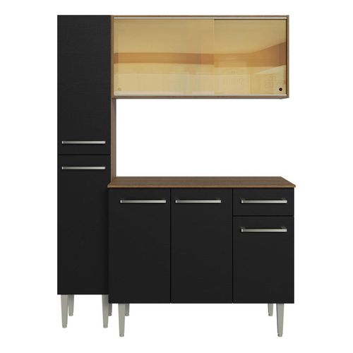 Cocina compacta Madesa 137cm sin fregadero marron negro emilly 06