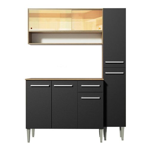 Cocina compacta Madesa 137cm marron negro emilly art 04