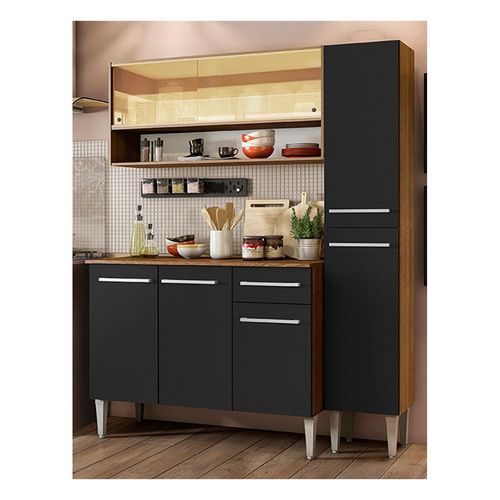 Cocina compacta Madesa 137cm marron negro emilly art 04