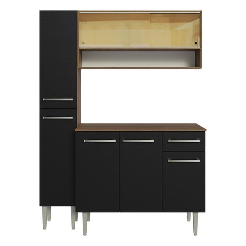 Cocina compacta Madesa 137cm sin fregadero marron negro emilly 09