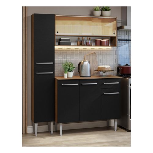 Cocina compacta Madesa 137cm sin fregadero marron negro emilly 09