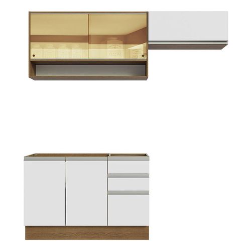 Cocina compacta Madesa 200cm sin fregadero marron blanco glamy 08